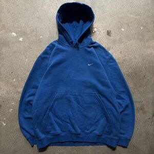 Vintage Y2K Nike Hoodie Size Large  Mini Swoosh Silver Tag Blue Fade Essential